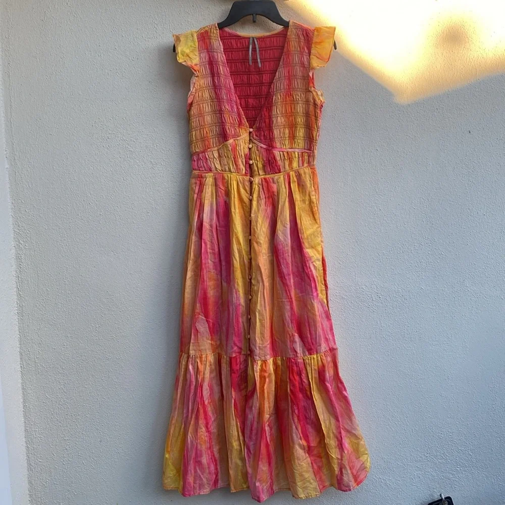 Anthropologie The Peregrine Midi Dress Pink Orange Maxi Size XS - Picture 8 of 16